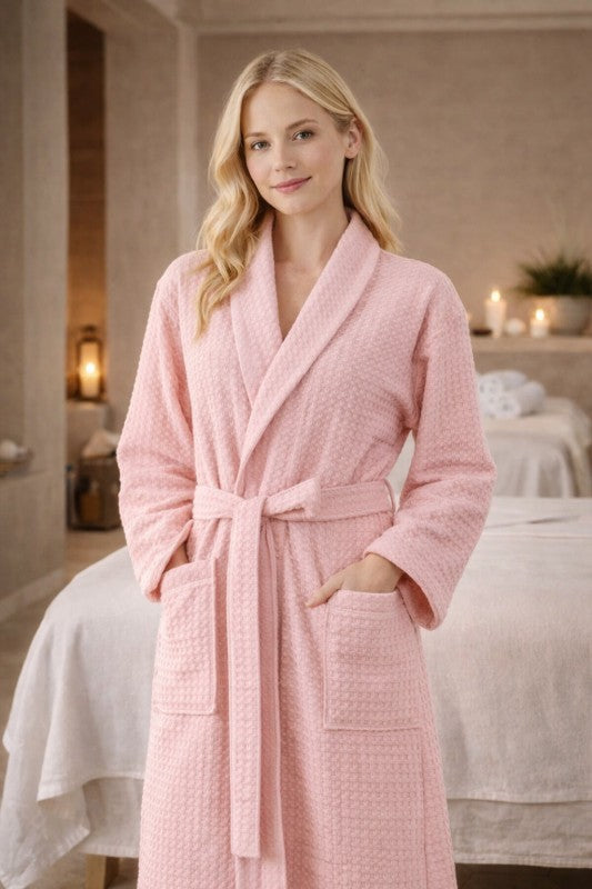Cotton Waffle Bathrobe, Unisex Knee Length Spa, Hotel f16febe0-c717-4fc4-a86d-6246ab11e64e