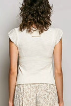 POL V-Neck Lightweight Textured Short Sleeve Knit Top with Lace Trim f1723c66-be92-469e-b6d8-fb5c8eff491f-Max-Origin