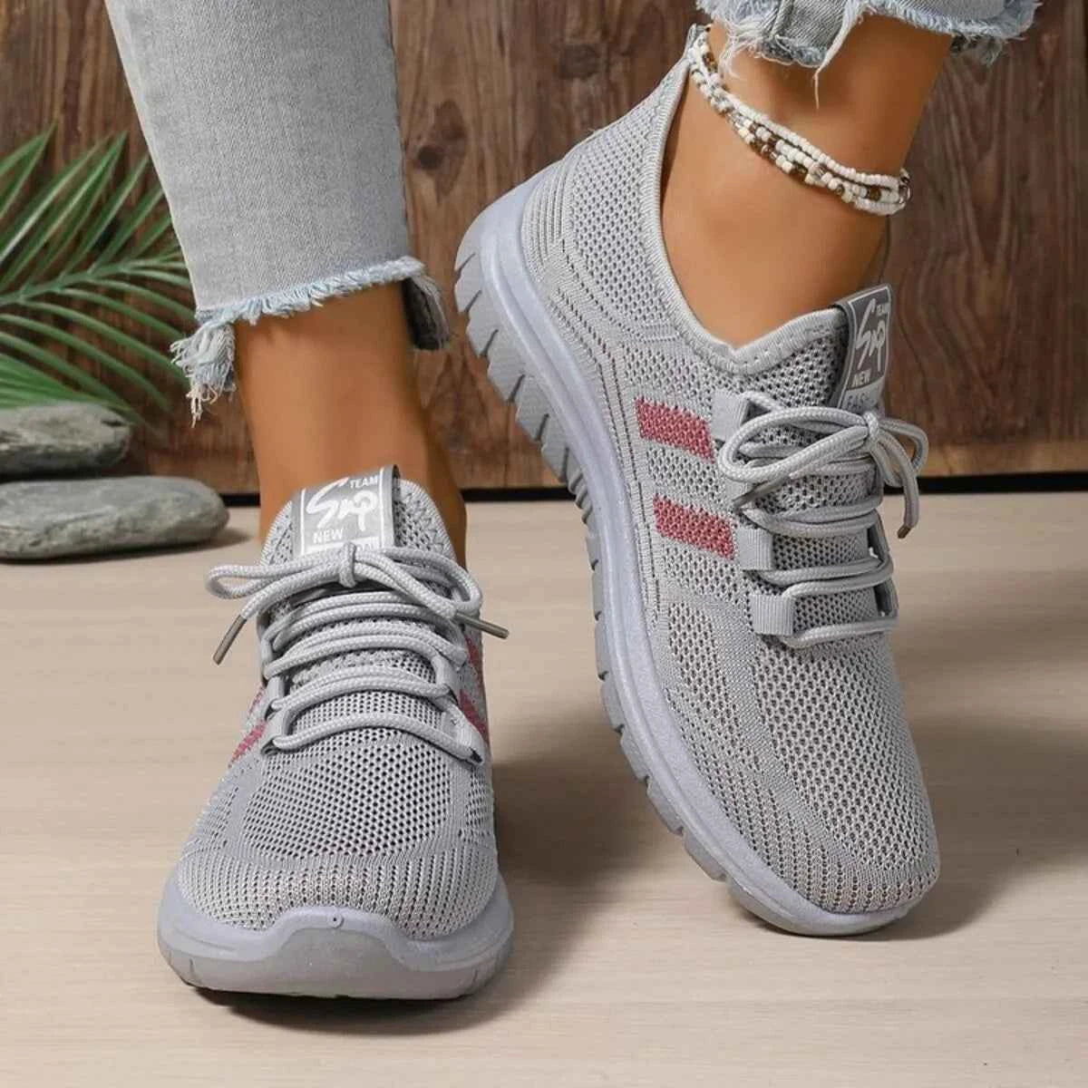 Lace Up Breathable Mesh Athletic Gray f172408ca94a4c959be33f832a90a20e-Max-Origin