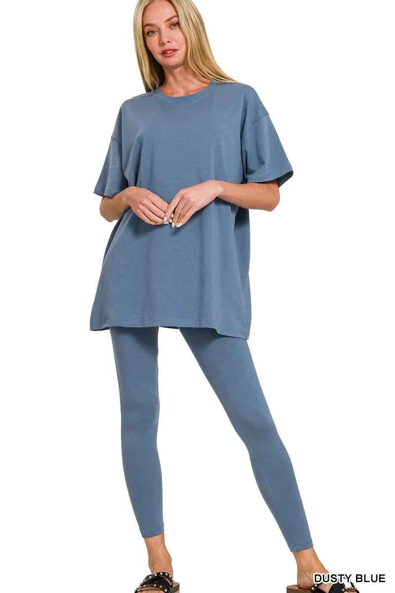 Zenana Cotton Round Neck Top & Legging Set DUSTY BLUE f1743063f5a24a35bc93a8cf6063931a-Max-Origin