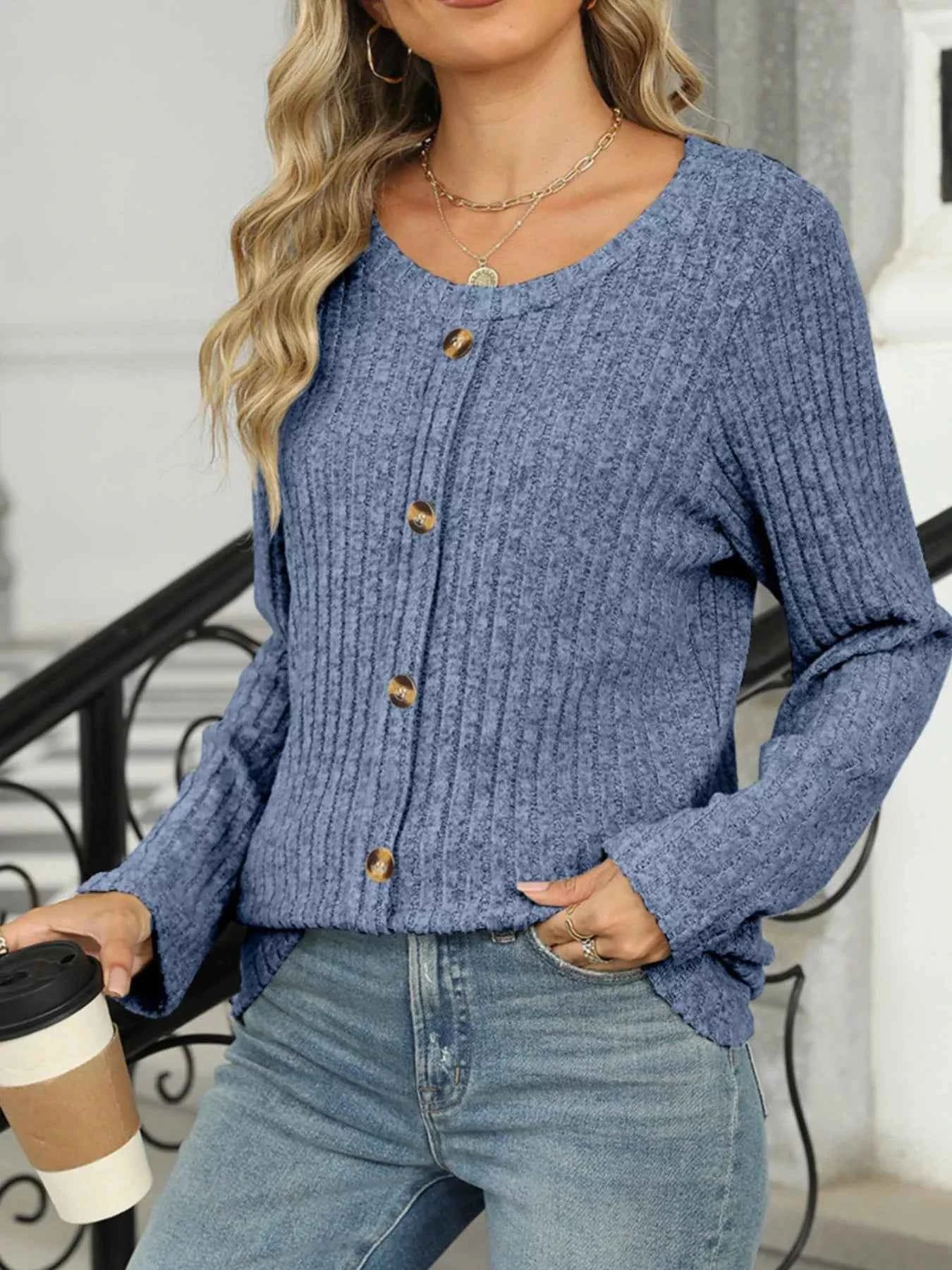 Ribbed Round Neck Long Sleeve Top f1765ea3-3eb5-4e5b-b0a1-a5e93fe763ba-Max-Origin