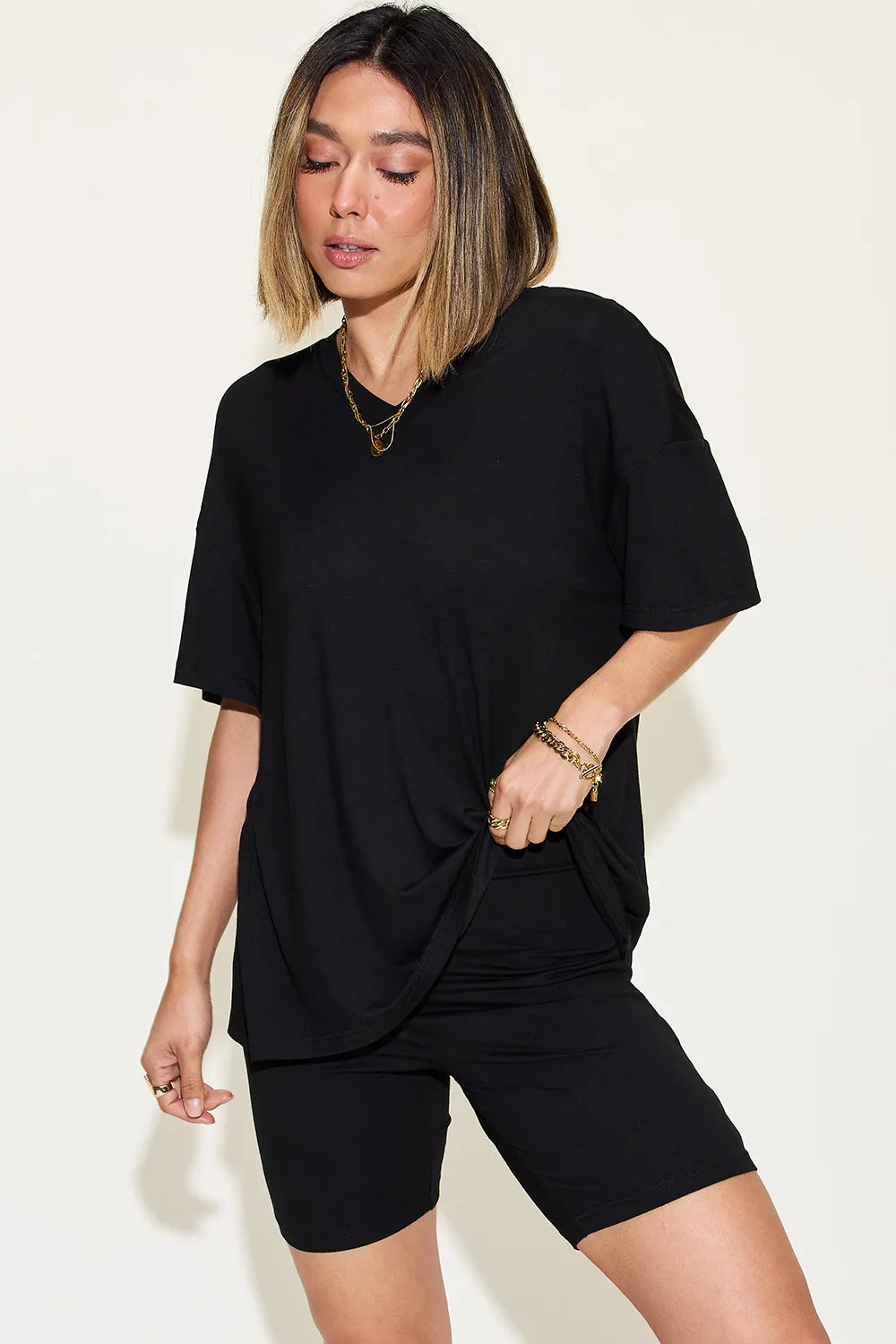 Basic Bae Full Size V-Neck Drop Shoulder T-Shirt and Shorts Set f1845e78-2d83-4909-8469-ecfcb4d01a50-Max
