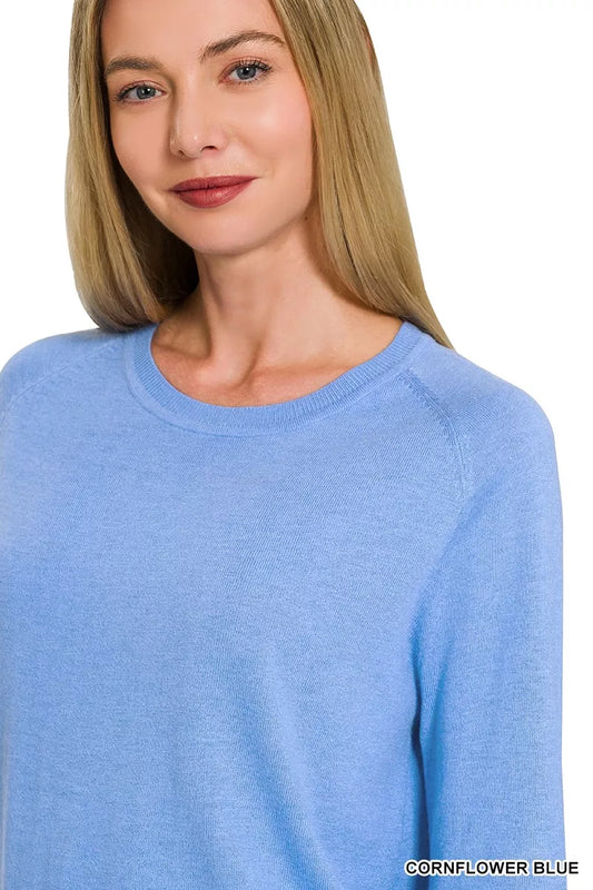 Lightweight Wool Blend Round Neck Sweater f18dde2a-7885-4c9f-8d34-37045cf97e87-Max-Origin