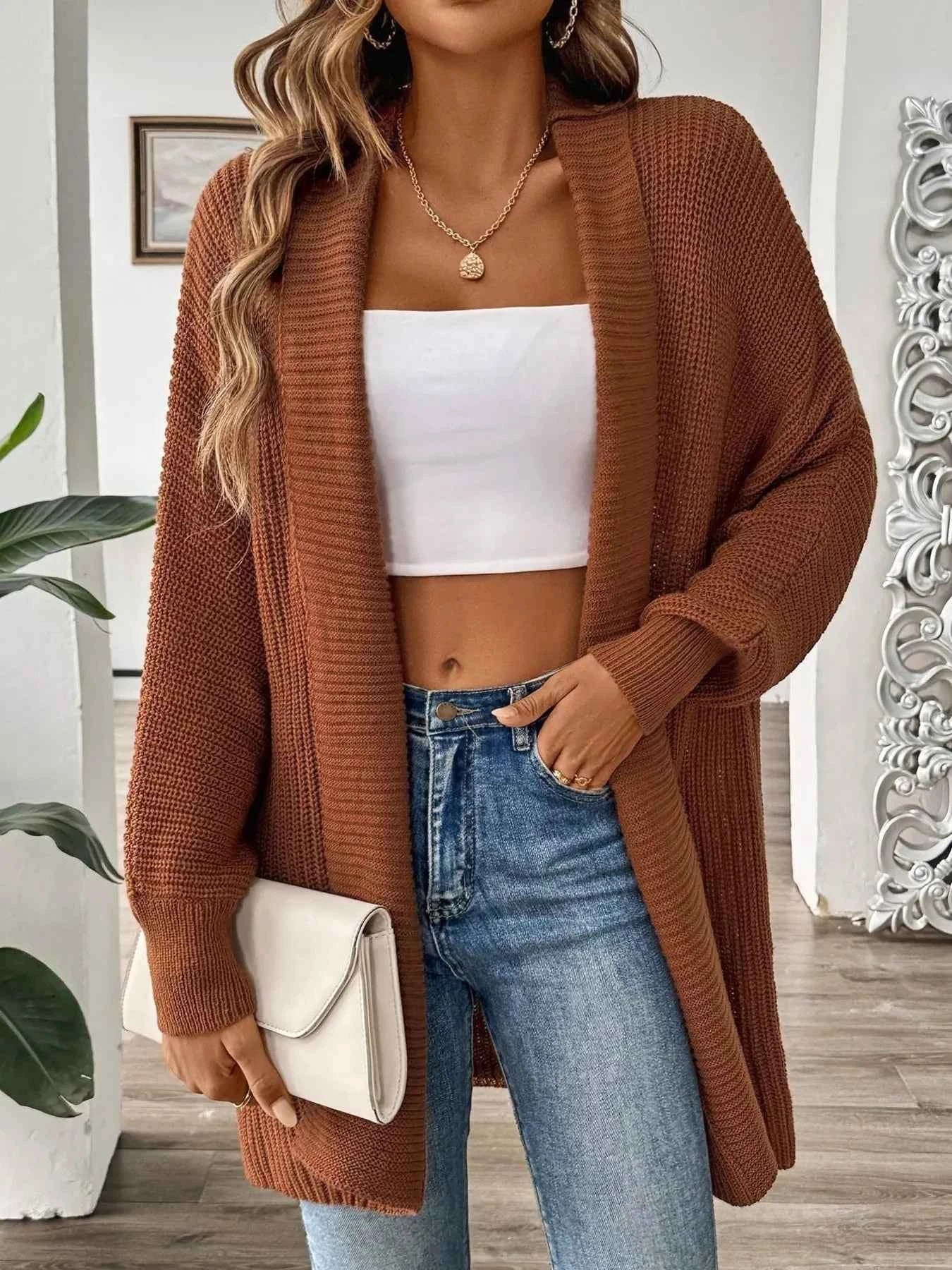 Oversized Knit Open Front Cardigan