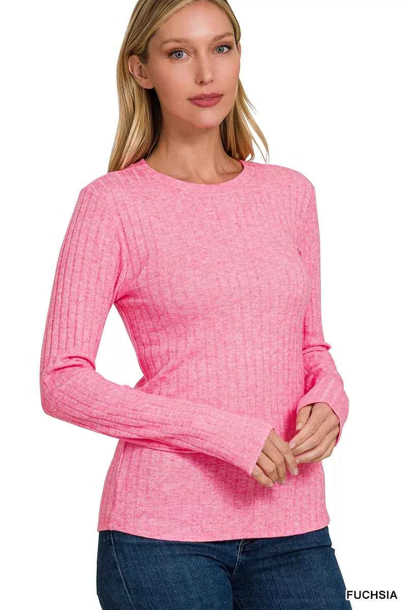 Zenana Ribbed Long Sleeve Round Neck T-Shirt f1bdfb2c-dce8-4a50-a925-0a0fbd4cf9ee-Max-Origin