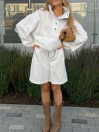 Snap Detail Long Sleeve Top and Shorts Set f1e23dd6-2e63-4910-a0d6-c98ef0fda68b-Max