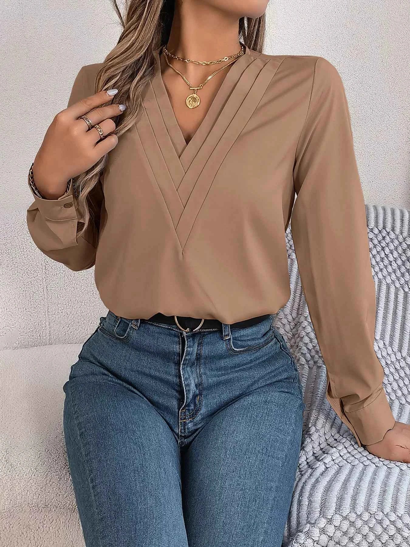 Layered V-Neck Long Sleeve Blouse f1ea2191-d28f-425f-81d1-c165de358a46-Max-Origin
