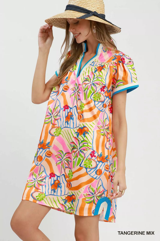 Tropical Print Collared Shift Dress f1eb1b5e-43d8-46f6-bb22-3f2b4ea11aab-Max-Origin