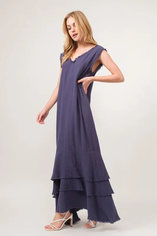 And The Why Washed Cotton Gauze Fringe Detail Tiered Dress f1f09cee6d6244e19e48215b95ccf52b-Max-Origin