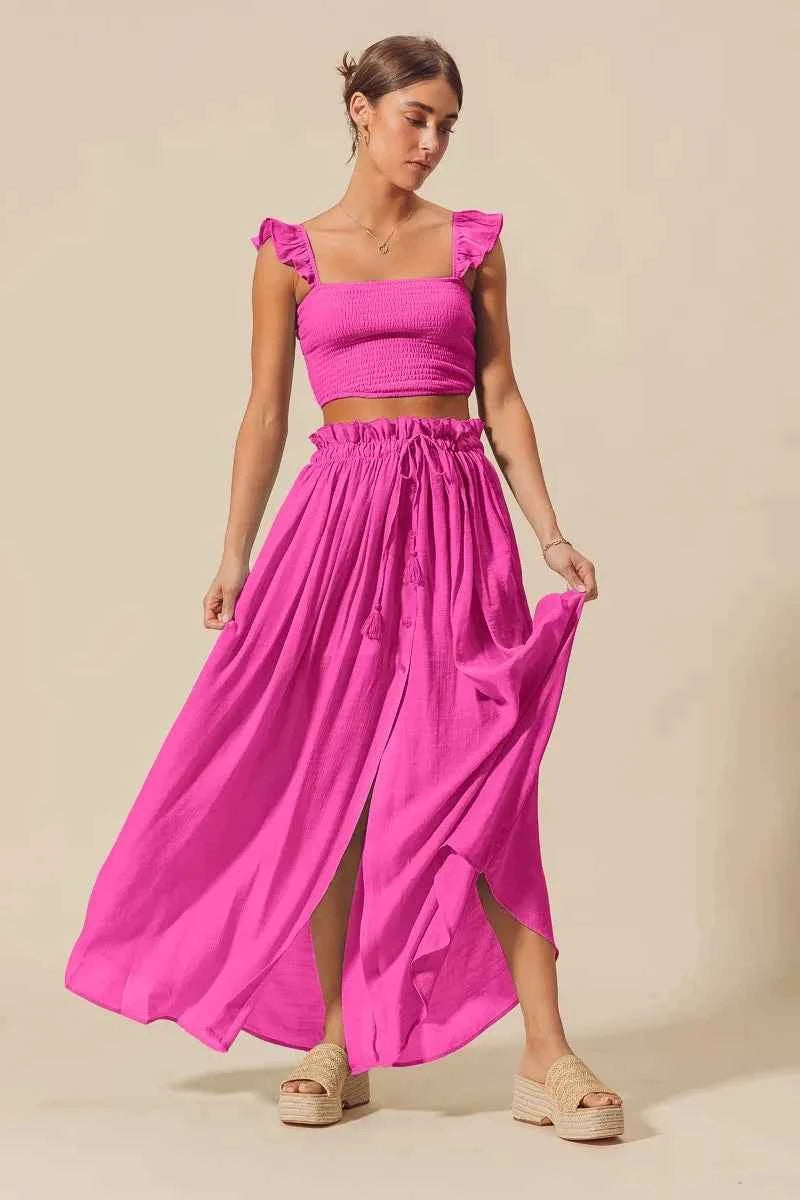 SO ME Smocked Top and Flowy Maxi Skirt Set FUCHSIA f1f15a8defc64e4caac464df657f599b-Max-Origin