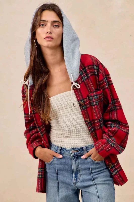 Brushed Plaid Hooded Jacket f2016ccc8693423aab918716ed85facc-Max-Origin