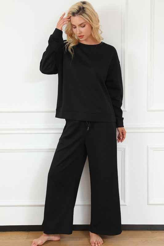 Textured Top and Pants Set f20b4446-f68d-4aa5-8f38-68bf27a4131c