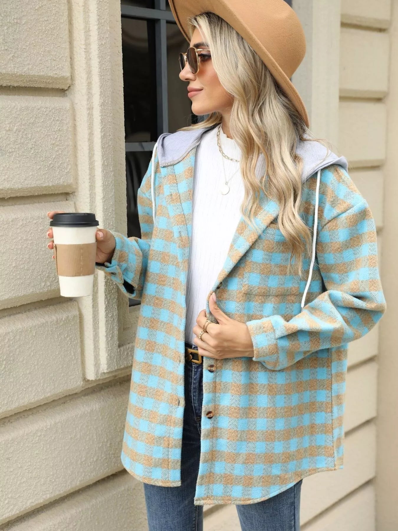 Plaid Button Up Long Sleeve Drawstring Hooded Jacket f20cc8ef167e43b89286f0b8a6f045ef-Max-Origin