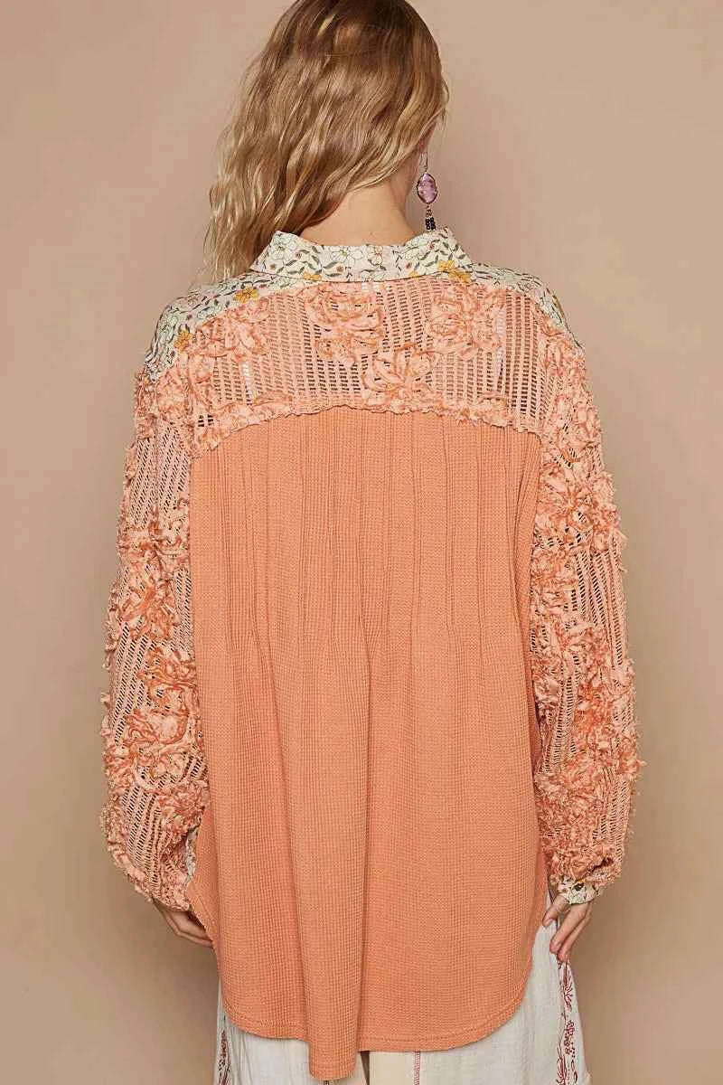 POL Floral Half Button Lace Detail Long Sleeve Top f228d7d3-04b6-4234-9bf8-c78af133095c-Max-Origin