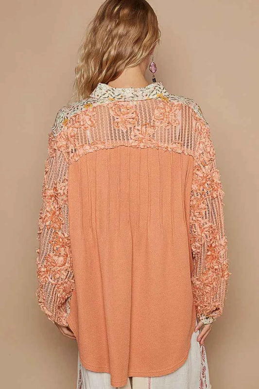 Floral Half Button Lace Detail Long Sleeve Top f228d7d3-04b6-4234-9bf8-c78af133095c-Max-Origin