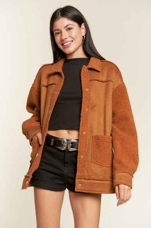 FAUX FUR AND SUEDE JACKET JJO5028P CAMEL f244f00a-e920-45ac-b09d-58f3673dcd04