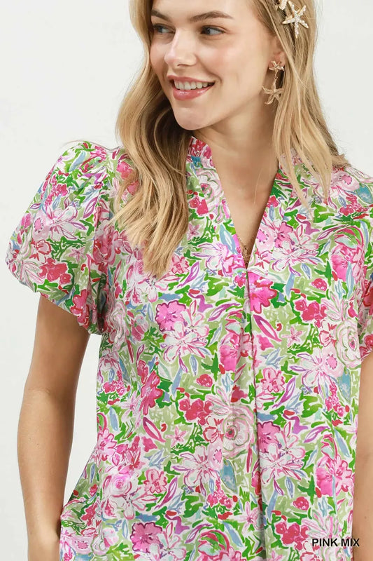 Floral Puff Sleeve Blouse f2480378-ea7f-4bfd-8e81-db4e65d58e1e-Max-Origin