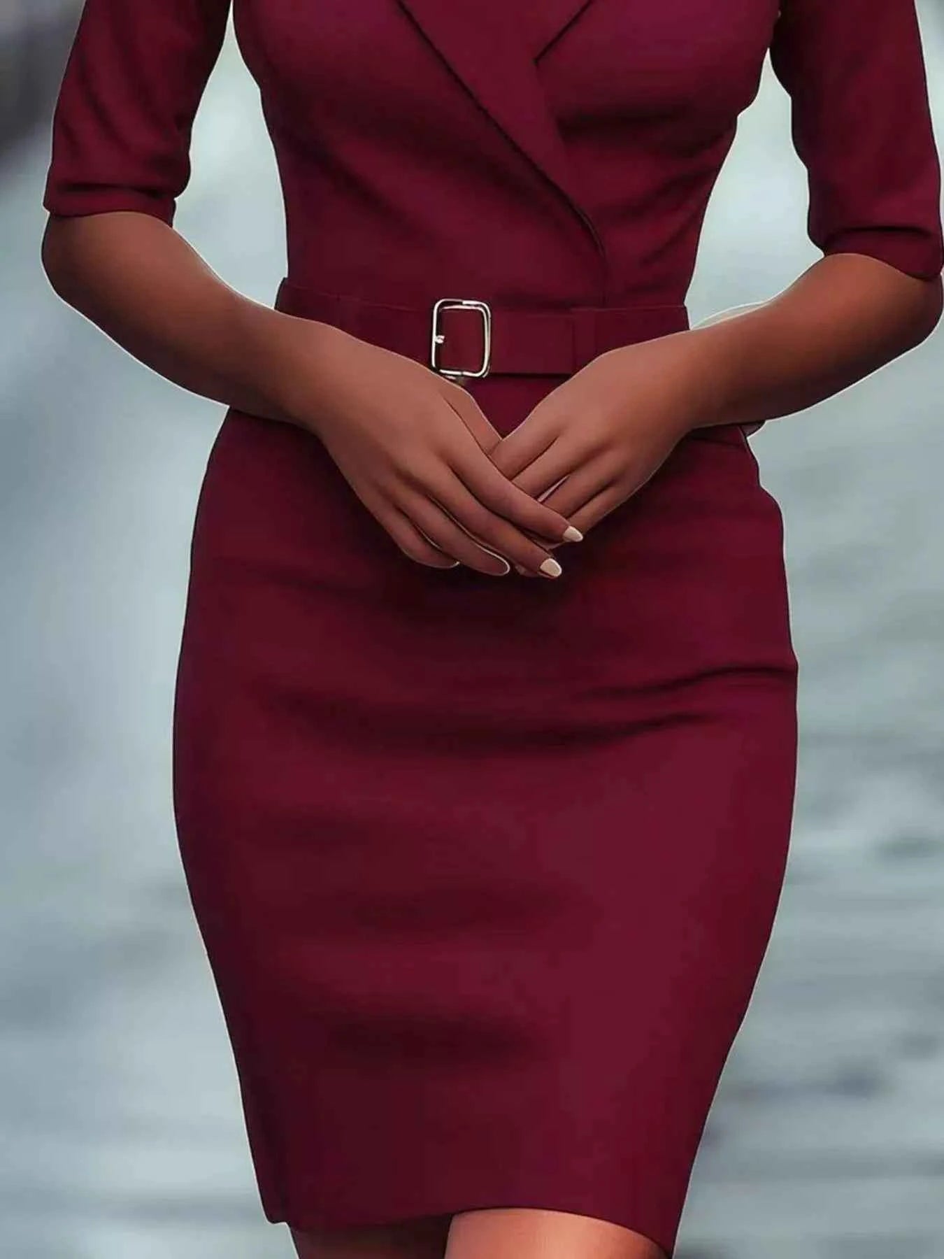 Surplice Half Sleeve Dress f24dc789-3f8d-445f-be23-8af18461886b-Max-Origin