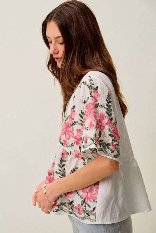Floral Embroidered V Neck Bo Blouse Top f24ecdc3-f431-43be-96ec-26d76ef799d2-Max-Origin