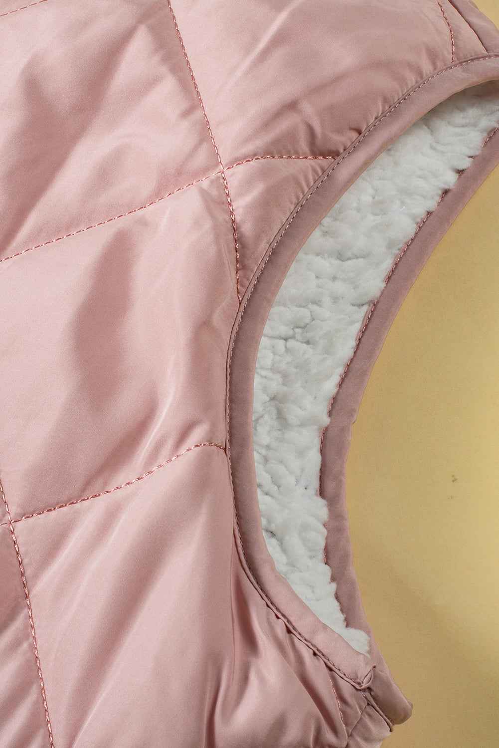 Pink Zip Up Fleece Lined Quilted Vest Coat f25a16467c62483d