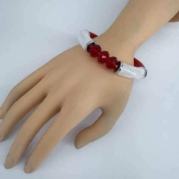 Two Tone Stretchy Bracelet With Beads f26de690-8f40-4e82-9bbb-6d8bd26b7158