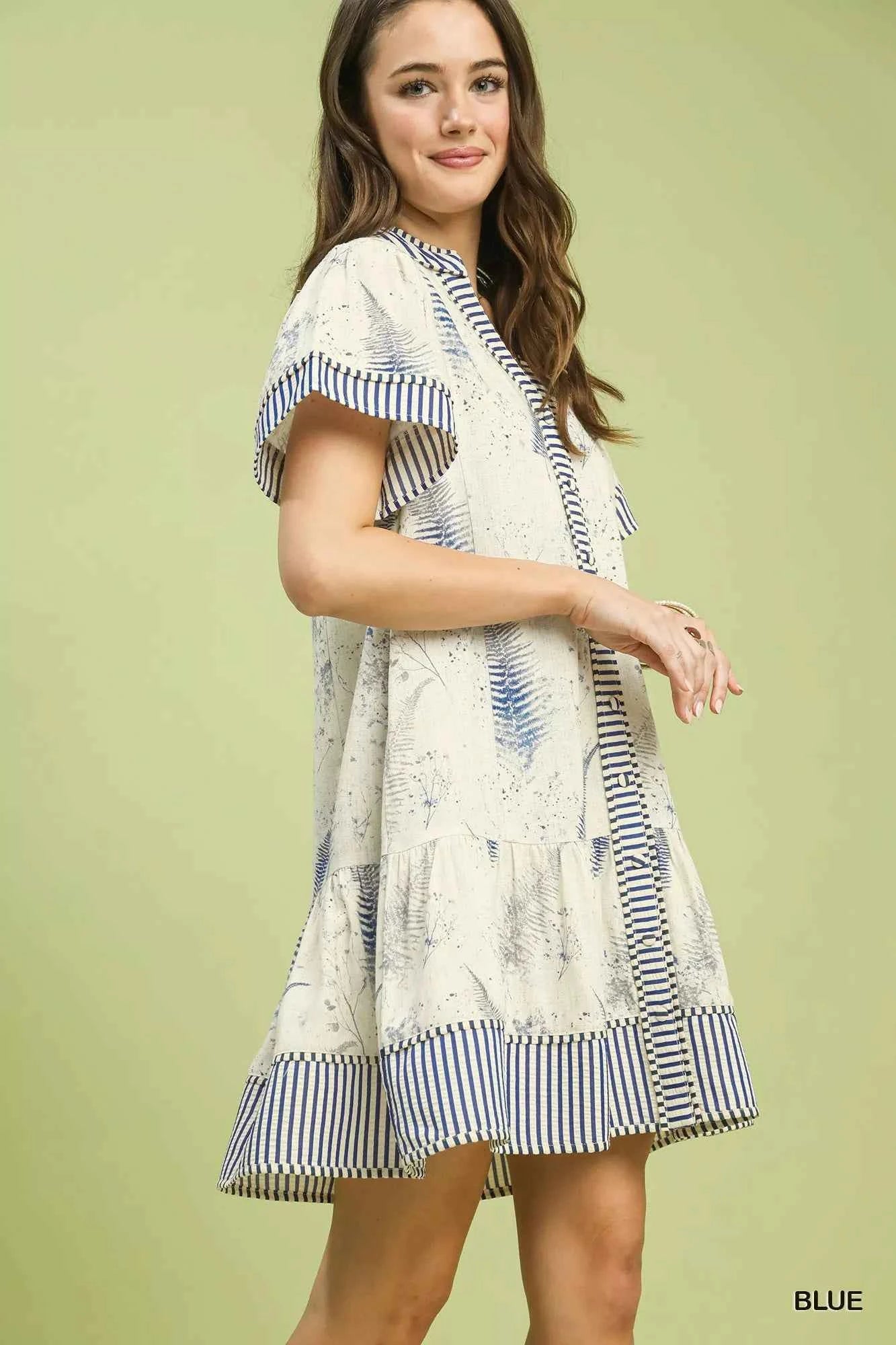 Umgee Linen Printed Button-Front Tiered Mini Dress f27433ef-28bb-4d25-8e10-ae02e779d071-Max-Origin