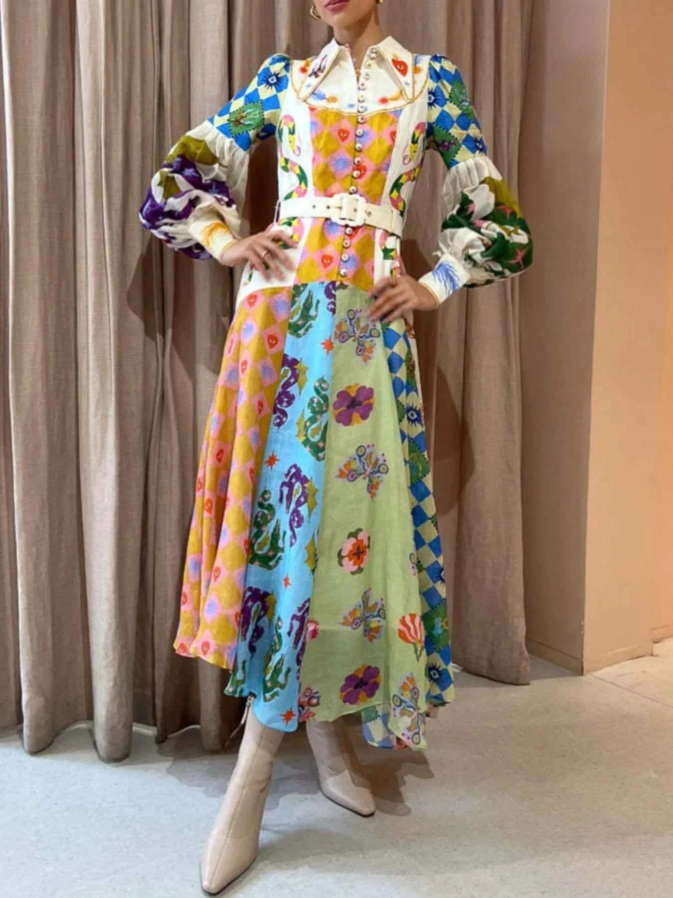 Printed Lantern Sleeve Midi Shirt Dress f278675e-7146-4d3e-b340-a1926575bdd2-Max-Origin