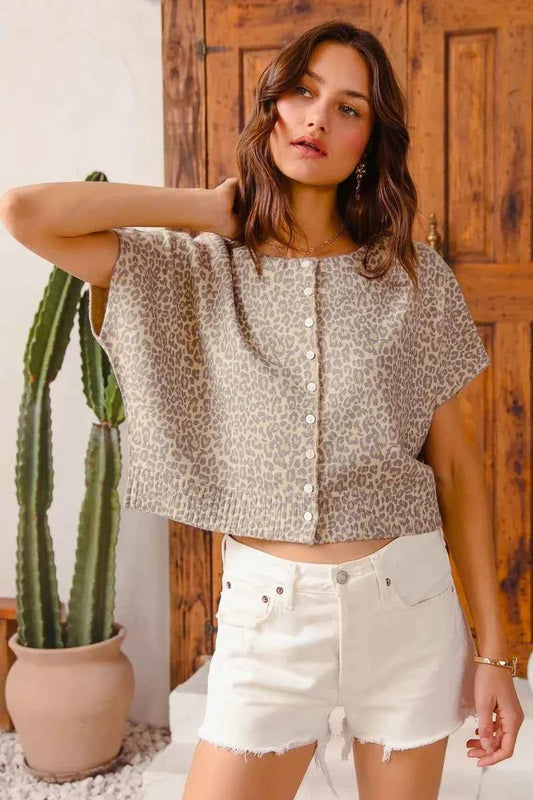 SO ME Leopard Print Button Front Sweater Cardigan f27d6aadd18e4d24960bb7d0929df995-Max-Origin