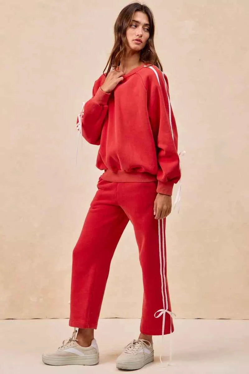 BiBi Side Lined Bow Details Fleece Sweatpants f27fc809d34f43cfa87499f4d6e6d3f1-Max-Origin