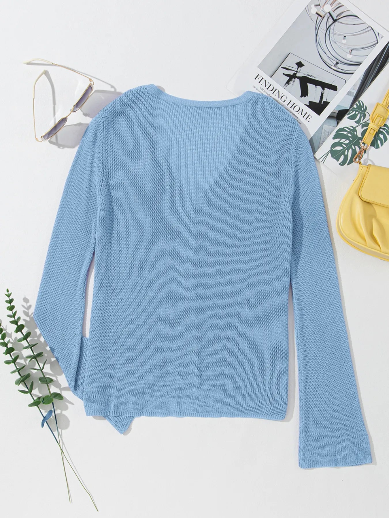 Lightweight V Neck Button Front Bell Sleeve Cardigan f286654fdb9f4d47a4d391efd5c784a7-Max-Origin