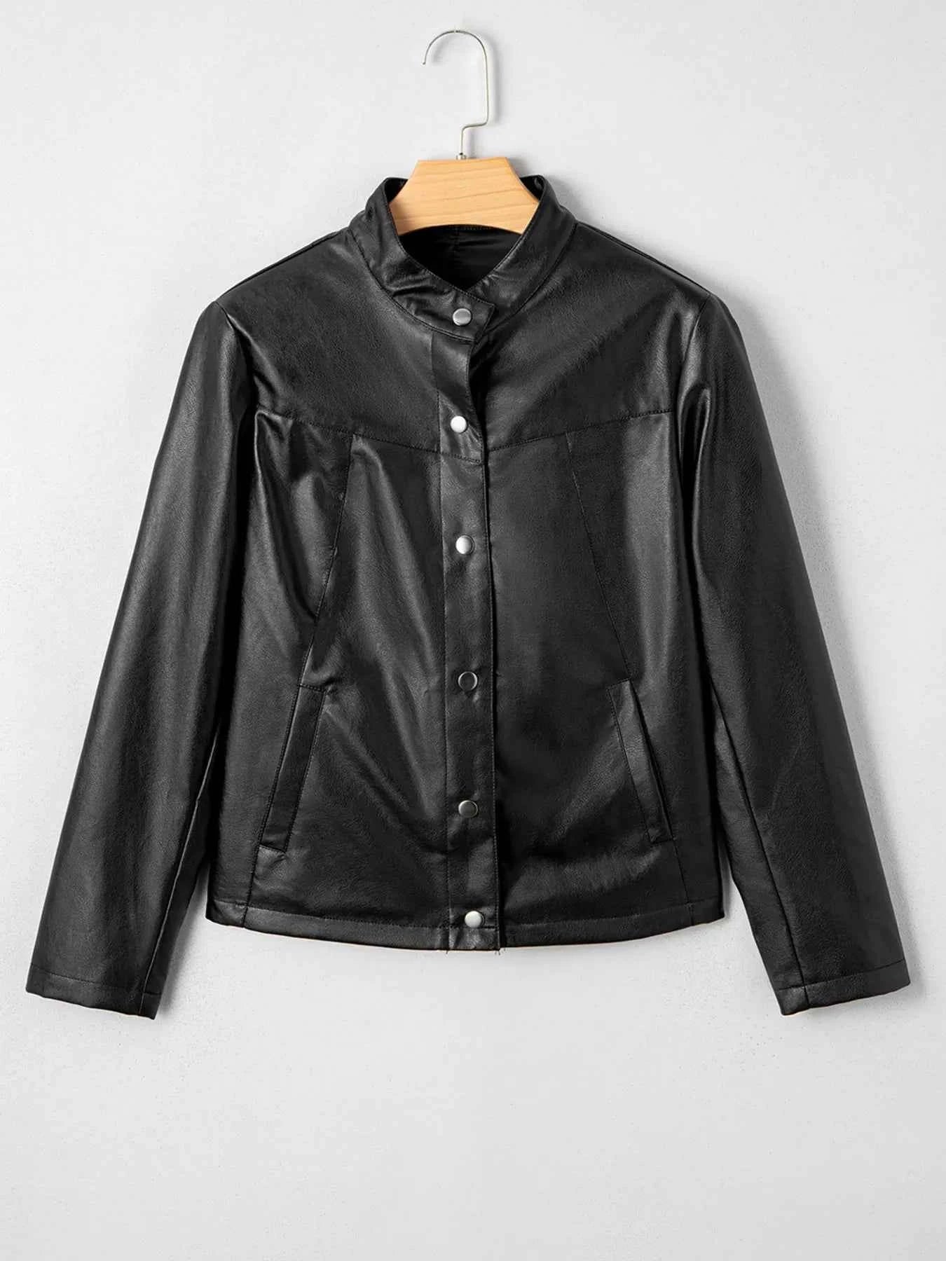 Faux Leather Buttoned Front Boxy Jacket f28715a4b58b427abc69752a0f679cd3-Max-Origin