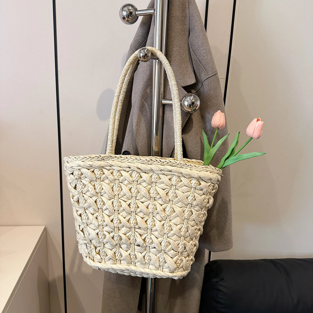 Woven Straw Tote Bag Beige onesize f2915905f305478b8a4688398a641bdb-Max-Origin