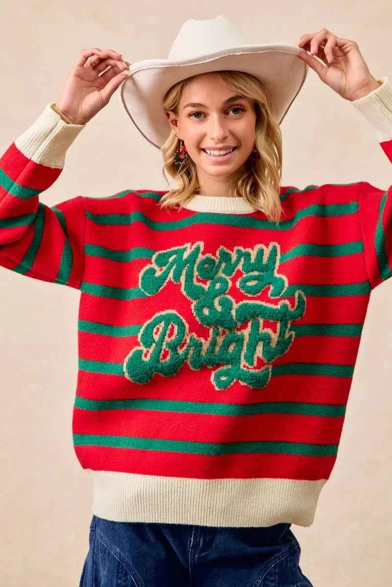BiBi Christmas Theme Stripe Knit Top f2918f6c8075466b850258cecbd212f1-Max-Origin