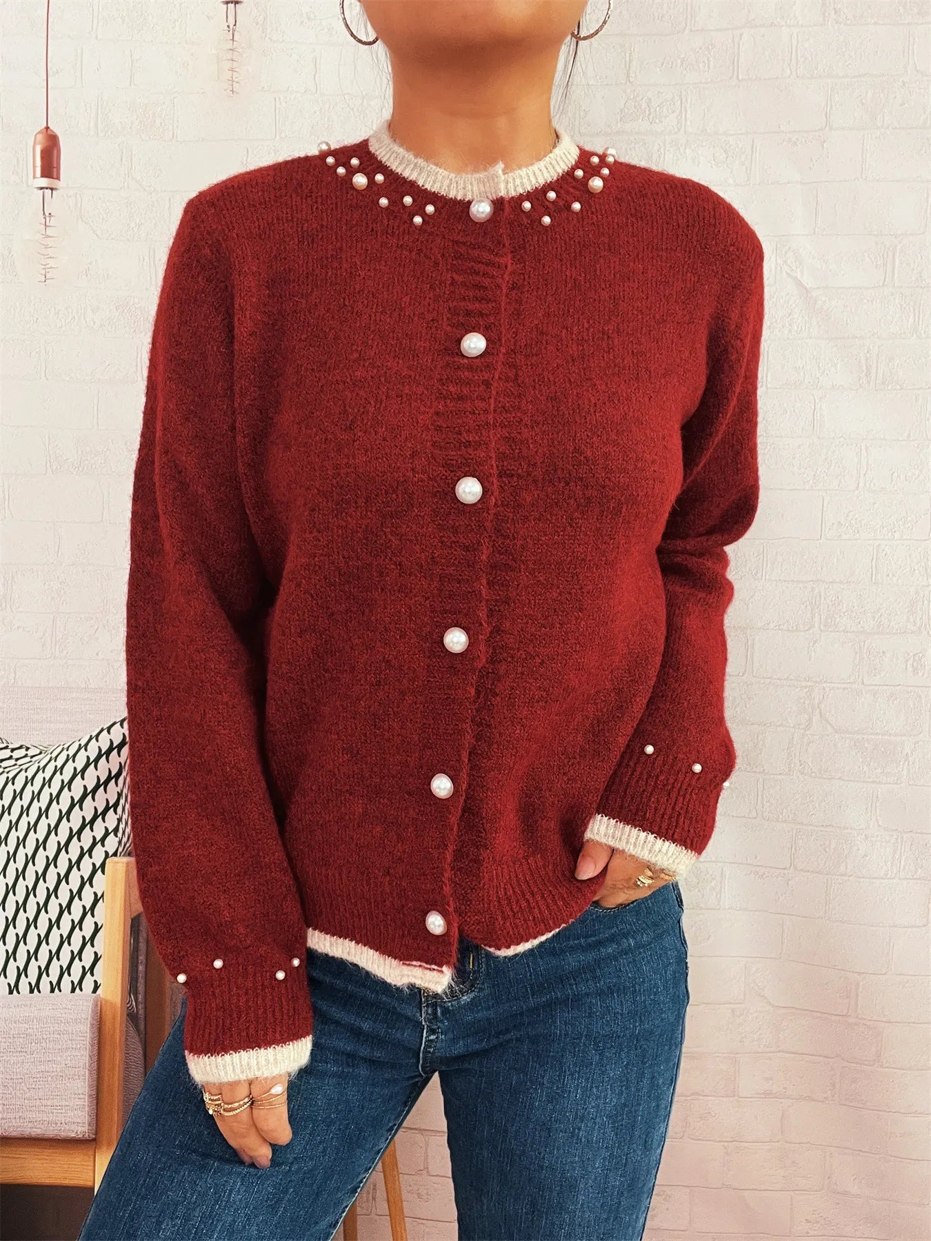 Pearl Embellished Button-Front Cardigan f291a628f3c74535b93475dc8f8067f6-Max-Origin