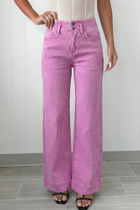 Bonbon 2-Button High Waist Flared Bottom Jeans Bonbon 65%Cotton+33%Polyester+2%Elastane f295e3253e718a57