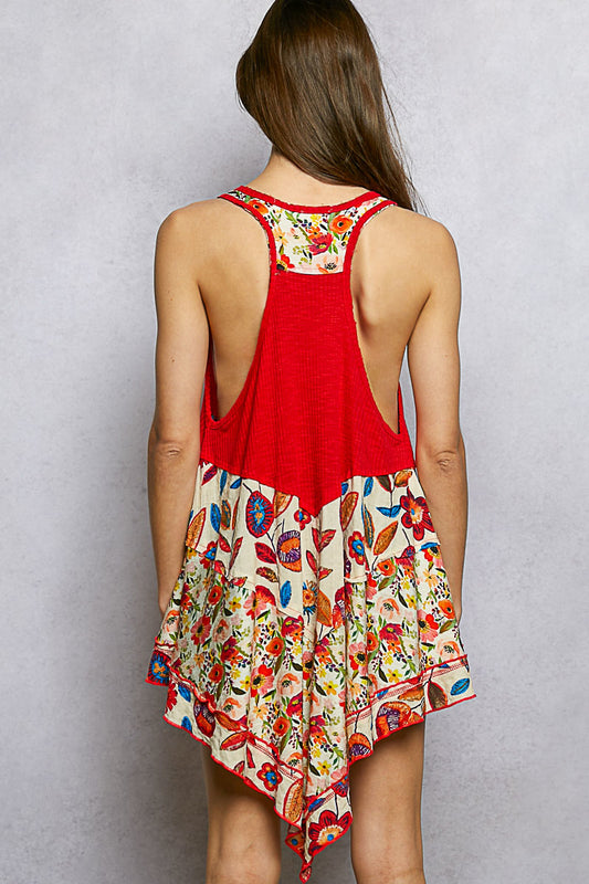 Round Neck Ribbed Tank with Woven Print Patch f2b15902-5e58-44a3-9c9b-168426085ddc-Max
