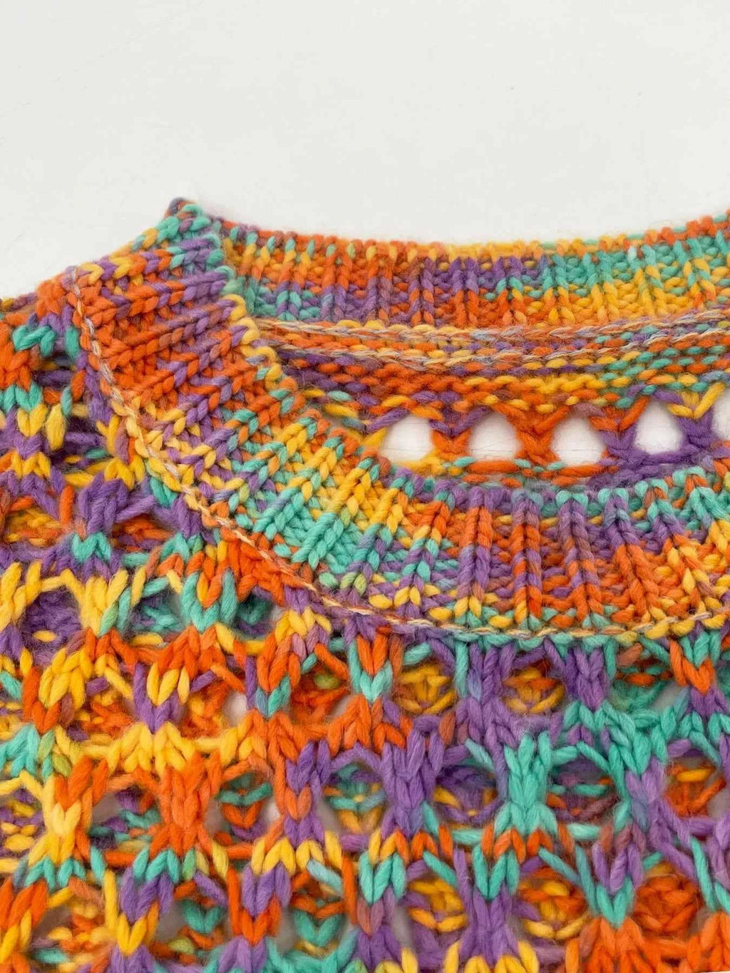 Rainbow Crochet Hollow Out Cropped Sweater
