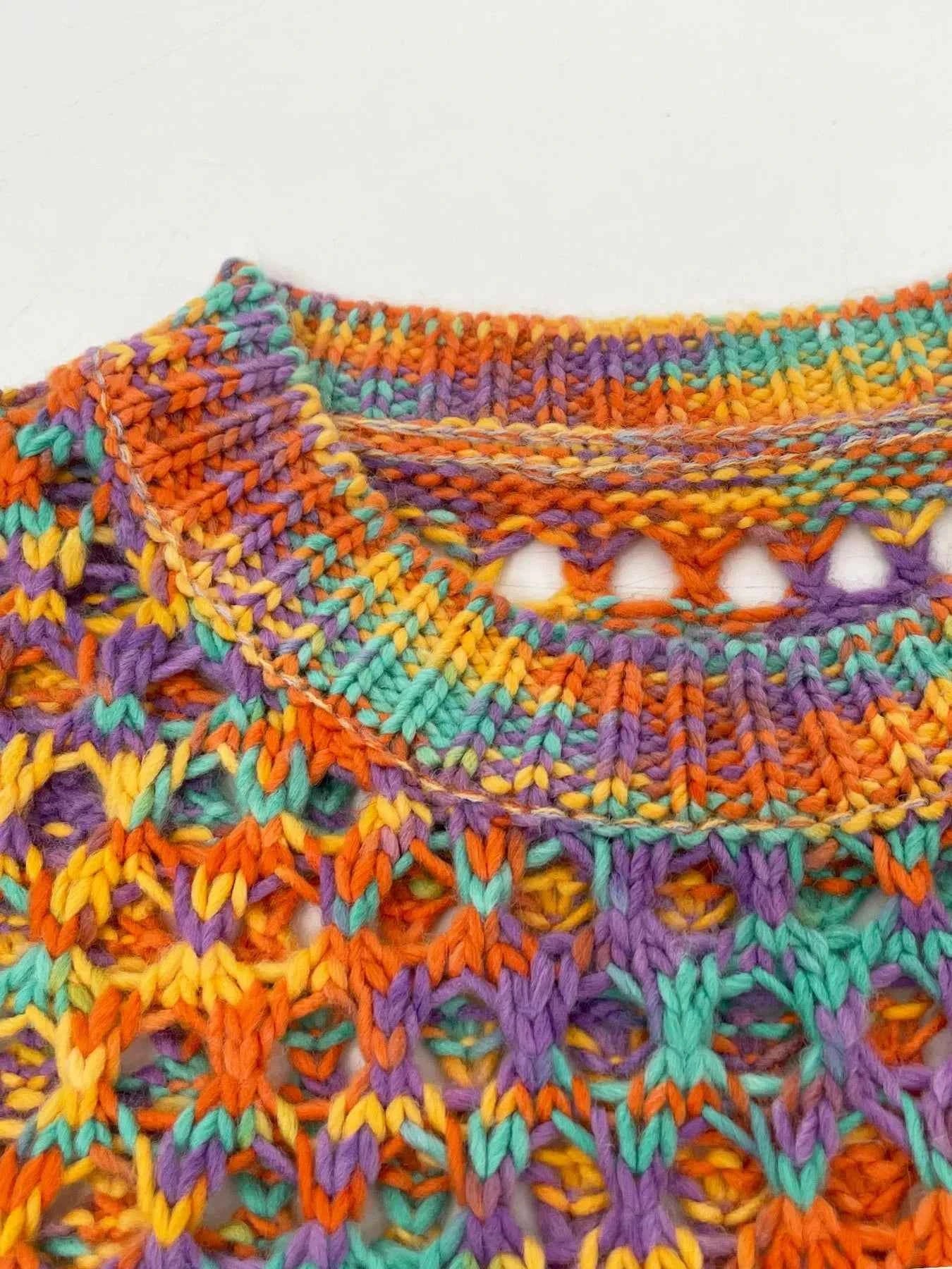 Rainbow Crochet Hollow Out Cropped Sweater