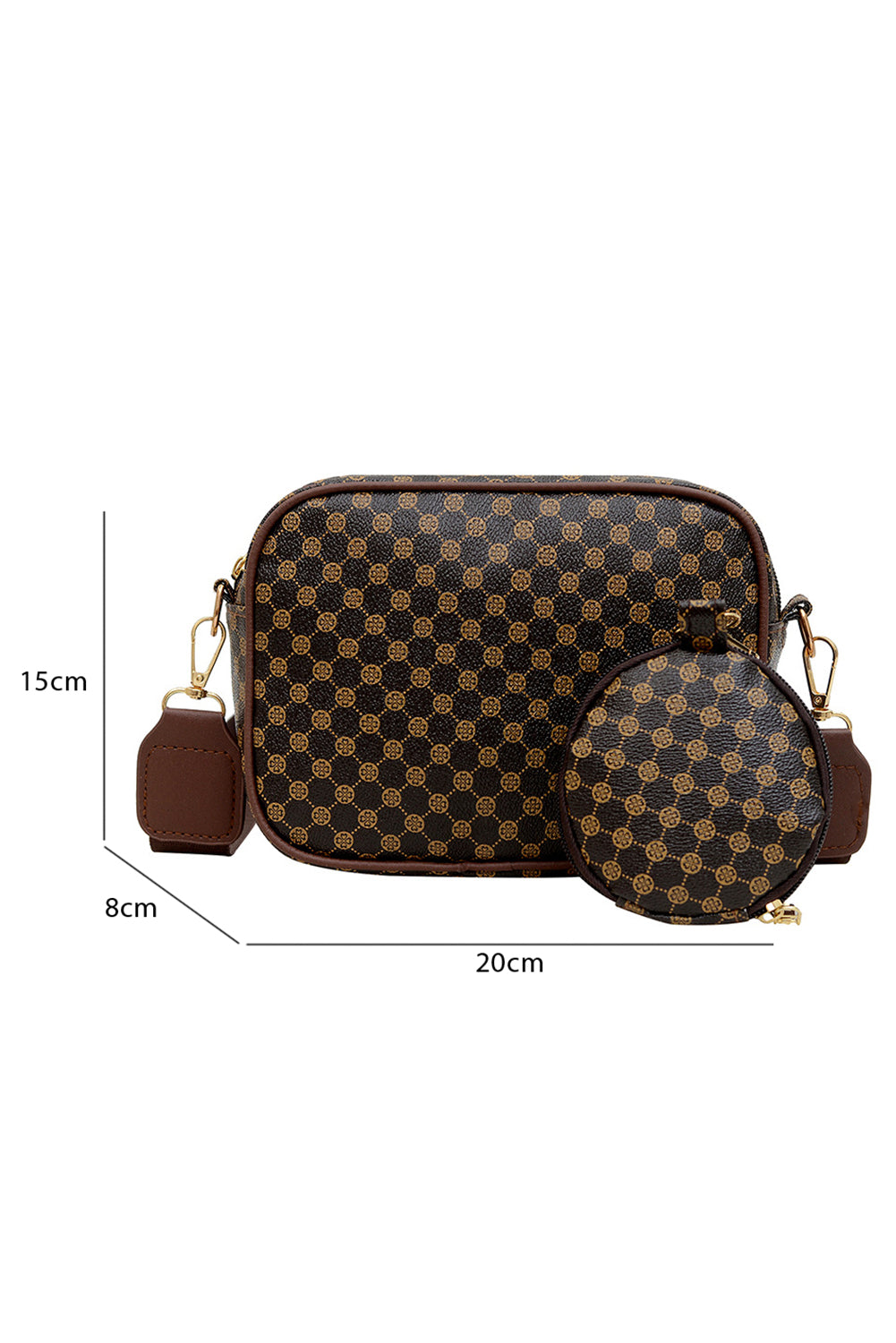 Coffee Geometric Pattern Shoulder Bag With Coin Purse f2c02a6ecdc4f16a