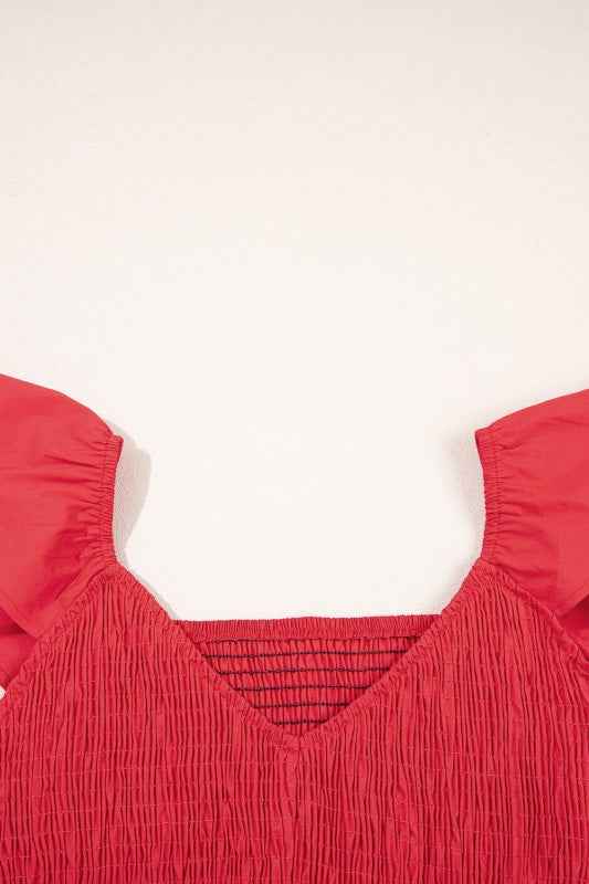 Solid V-Neck Flutter Sleeve Ruffle Maxi Dress f2c20bc0-2210-4e59-9236-c03b19a08bc0