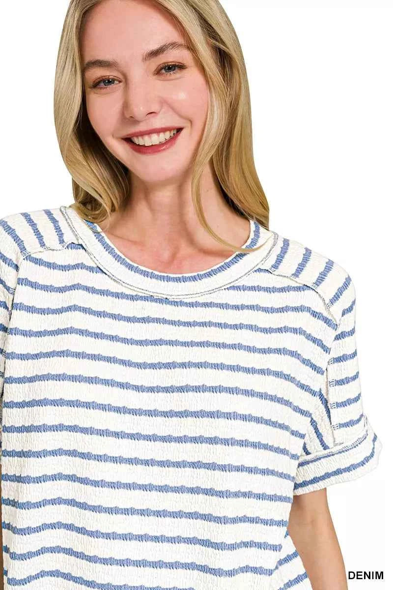 Zenana Stripe Jacquard Round-Meck Tee f2c9beaa53fc4f358d6edbaaab98df44-Max-Origin