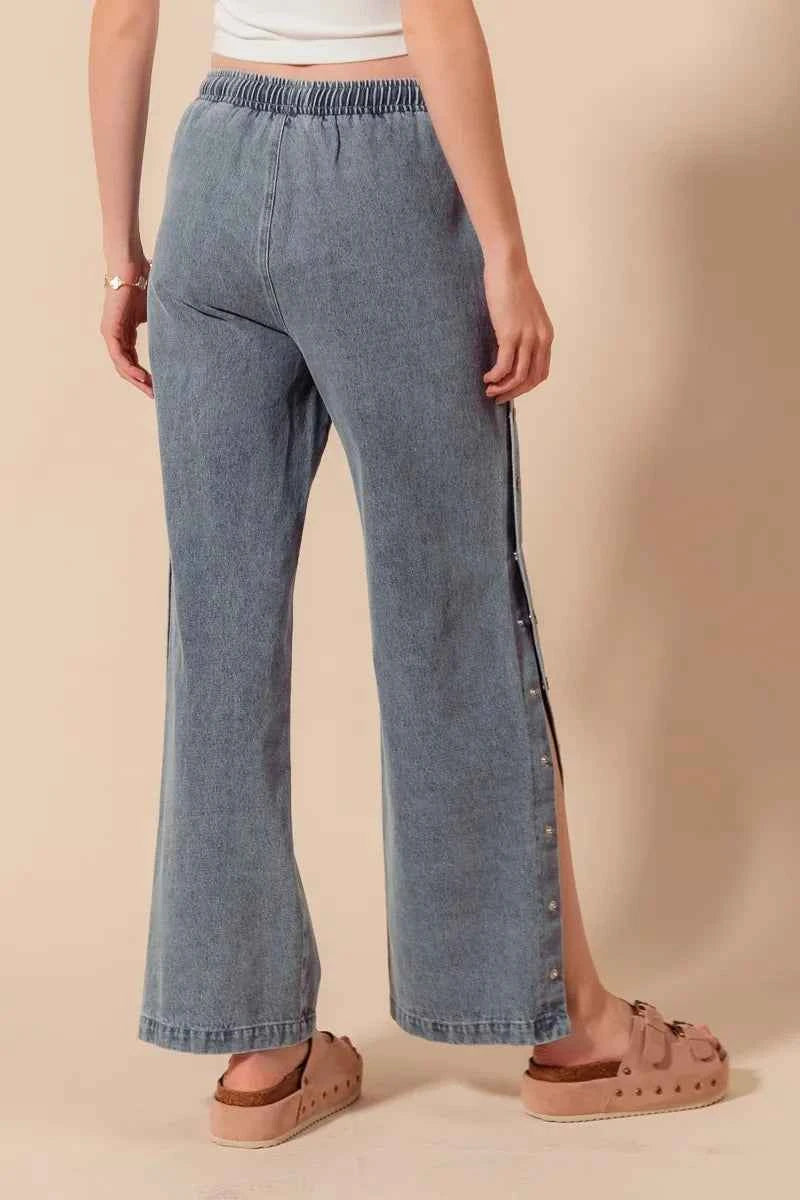 SO ME Mid Rise Drawstring Jeans with Side Snap Button f2cd07ade3ab4e57b5985f64f866f9ef-Max-Origin