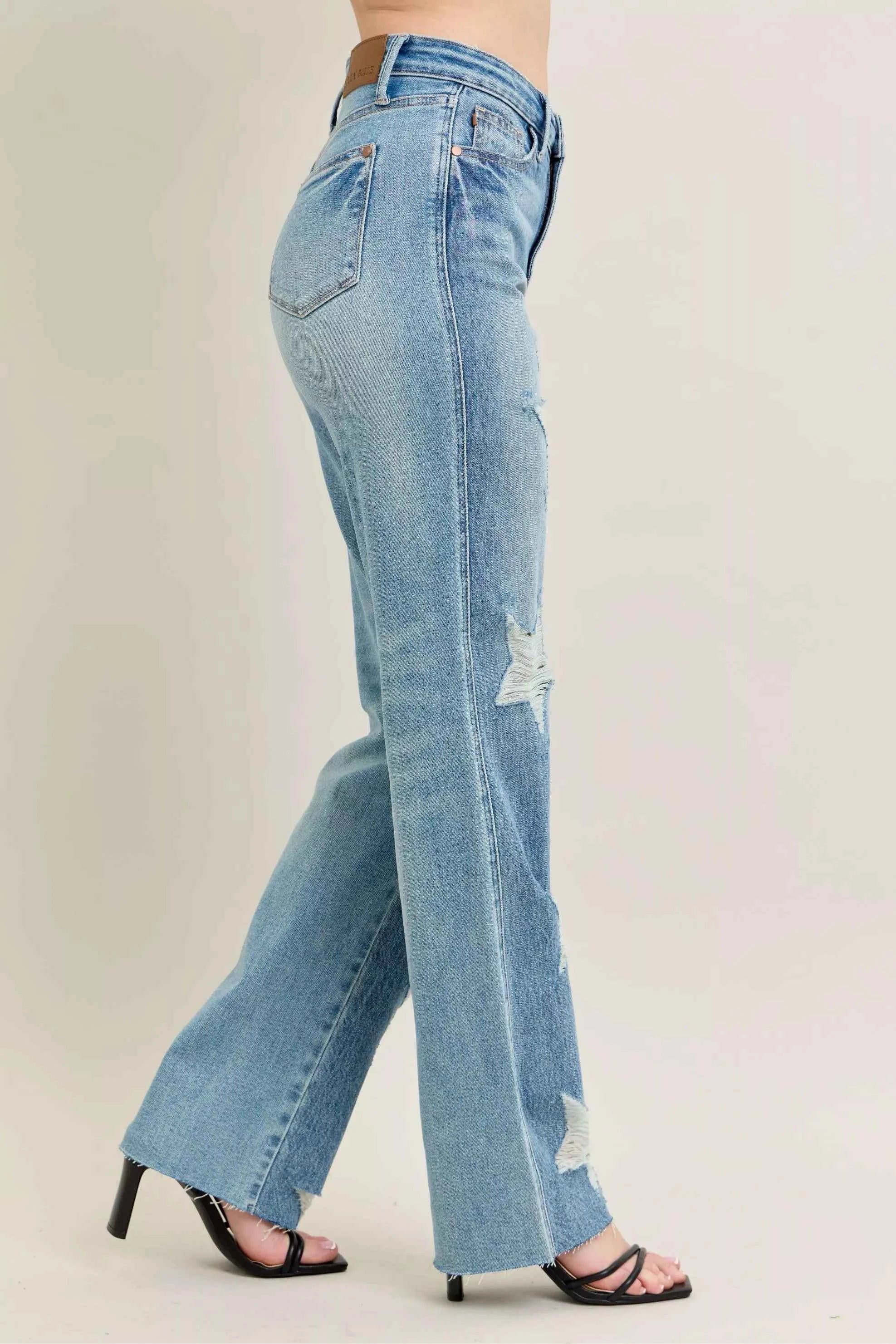 Judy Blue Full Size High Waist Rigid Magic Star Shaped Destroy 90's Straight Jeans Plus Size f2cf23f635a748d7b1d0492c1778d0b5-Max-Origin