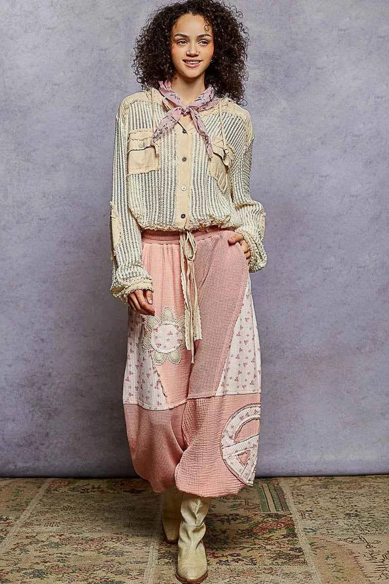 POL Texture Woven Button Down Hooded Shirt with Drawstring Hem f2d7304f-55d5-4513-b058-f24894942312-Max-Origin