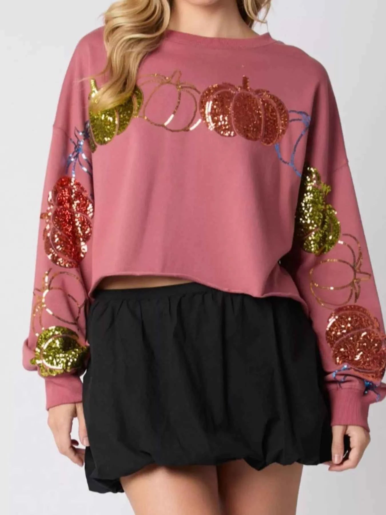 Sequined Pumpkin Halloween Crop Sweatshirt f2d87c09-6396-4c85-a33d-55672b4468f4-Max-Origin