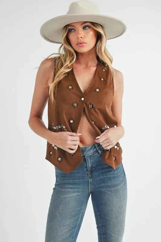 Aemi + Co Heart Rivet Detail Suede Vest Coat Brown f2fe6f92-649b-479b-ba13-ef7115090074-Max
