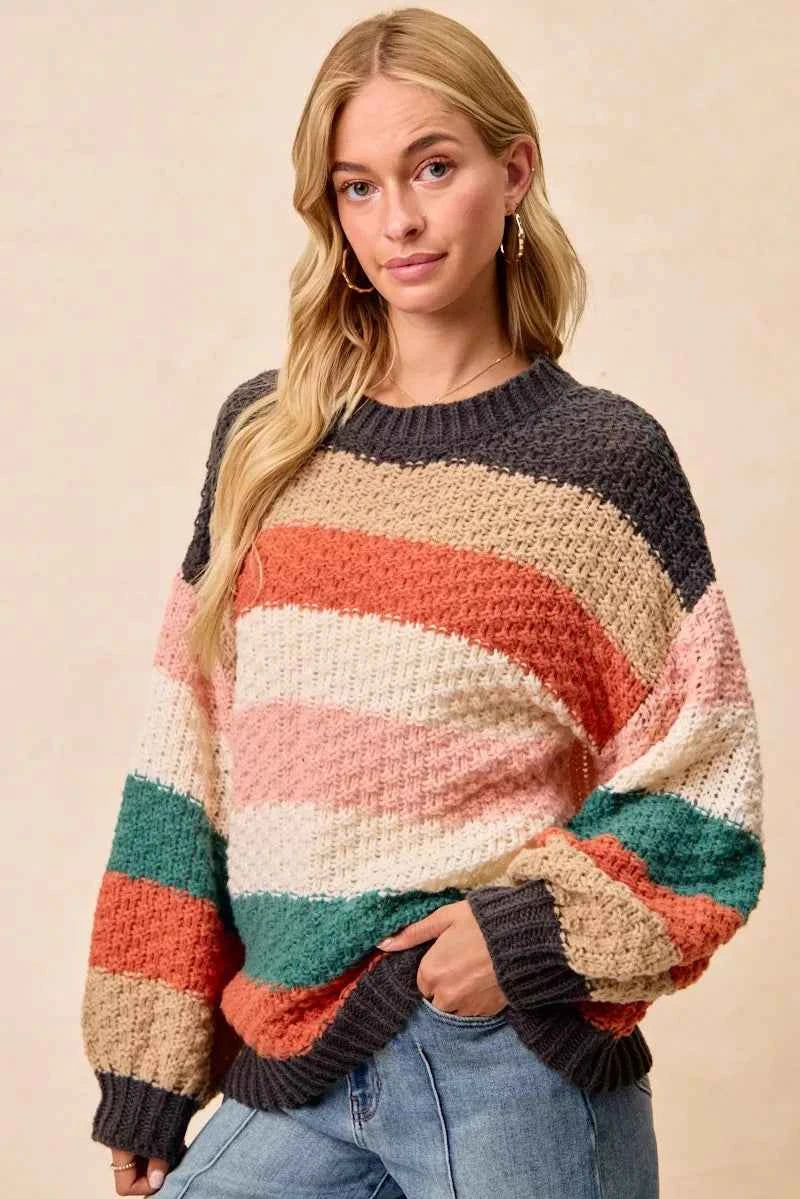 BiBi Stripes Color Block Chunky Sweater f3082ccdad2c4577ab144acb2cf84f94-Max-Origin