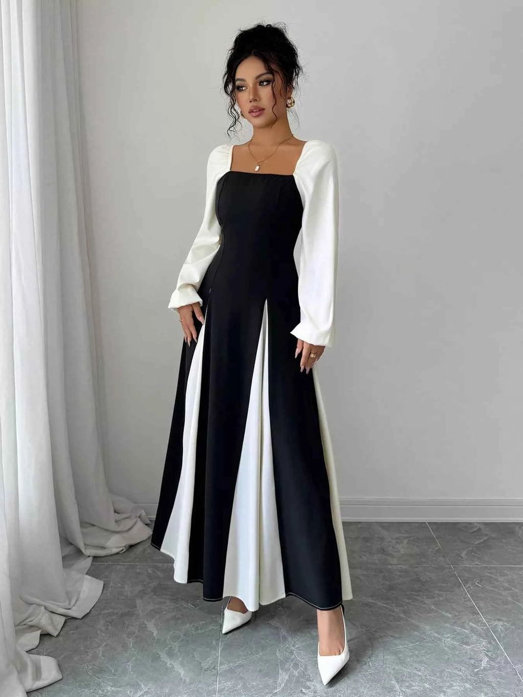 Color Block Square Neck Maxi Dress f310455c-628d-4482-a00c-6825f7a8af46-Max-Origin