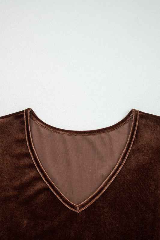 Velvet V-Neck Long Sleeve Tiered Mini Dress f31faca5-0a1d-4744-ab7e-9cff0754679b