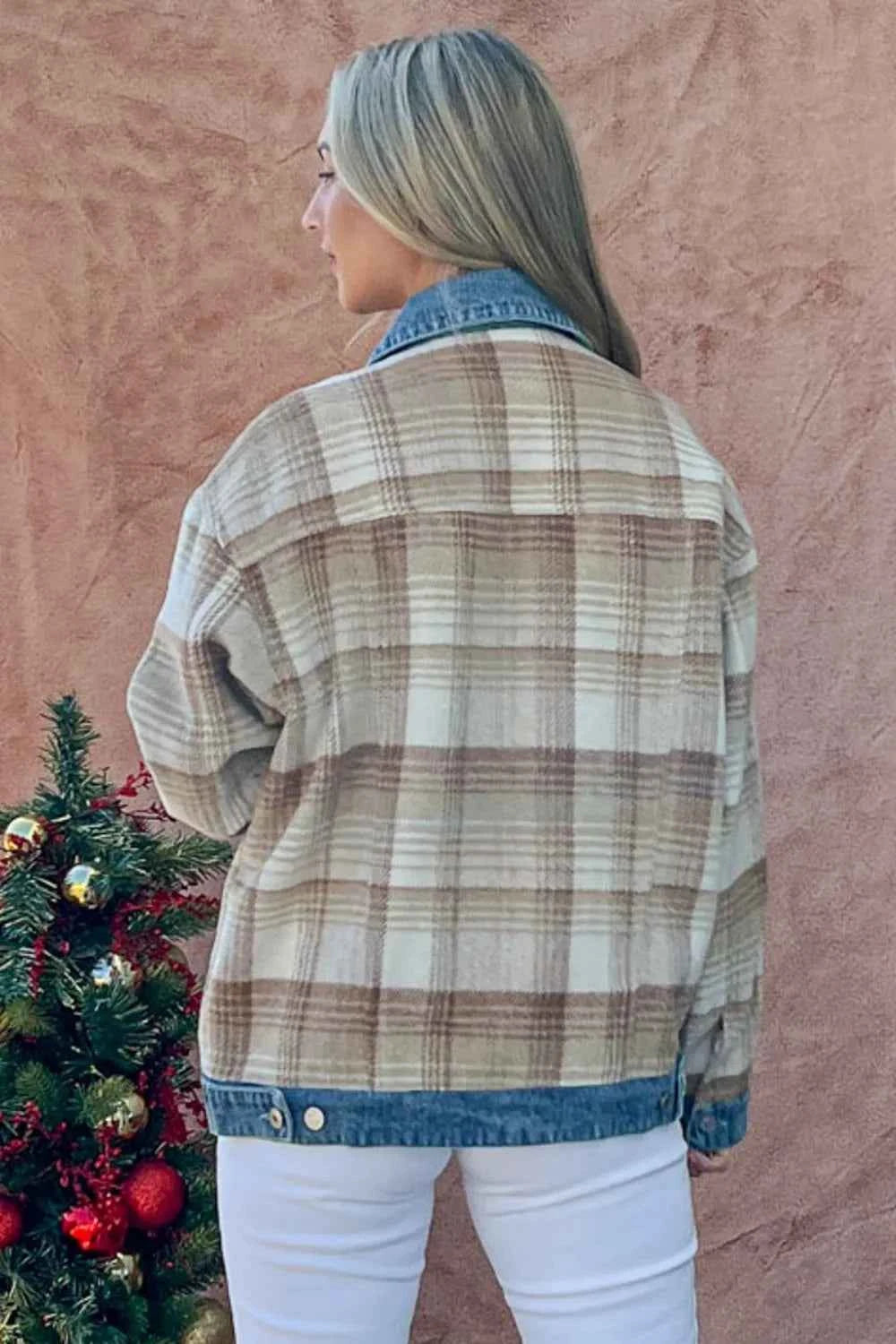 And The Why Full Size Washed Denim Detail Brushed Plaid Jacket f3229857-0c0a-4dcb-a58d-f21544bf46b0-Max